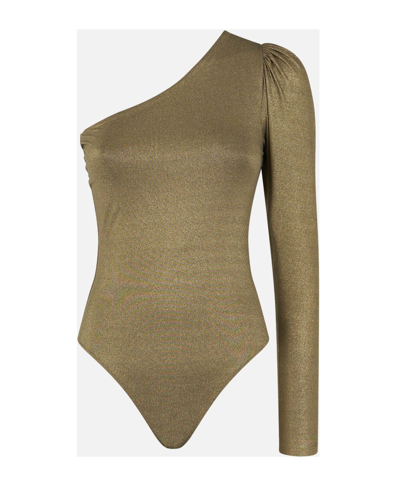 MC2 Saint Barth Knitted Glitter Gold One Shoulder Swimsuit / Bodywear - BROWN