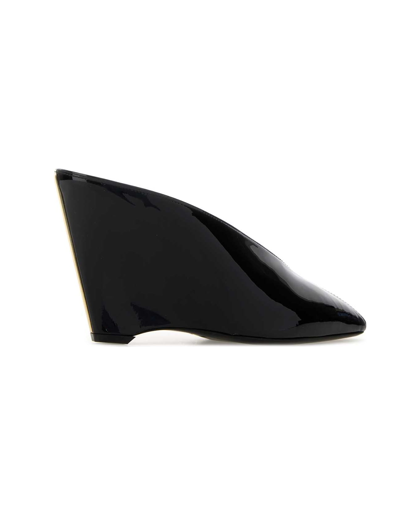 Ferragamo Black Leather Alicia 95 Mules - NERBISNER