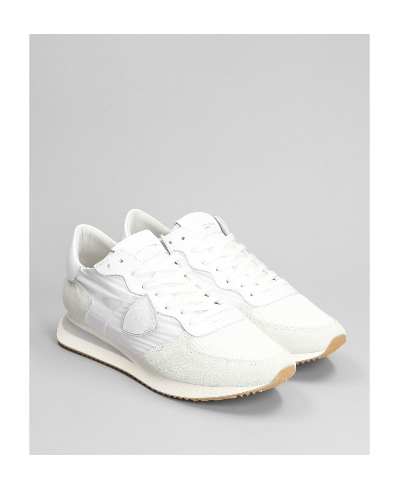 Philippe Model Trpx Low Sneakers In White Suede And Fabric - white