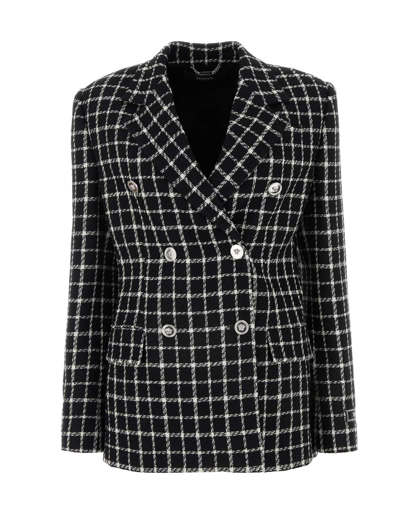 Versace Embroidered Tweed Blazer - 2B020BLACKWHITE