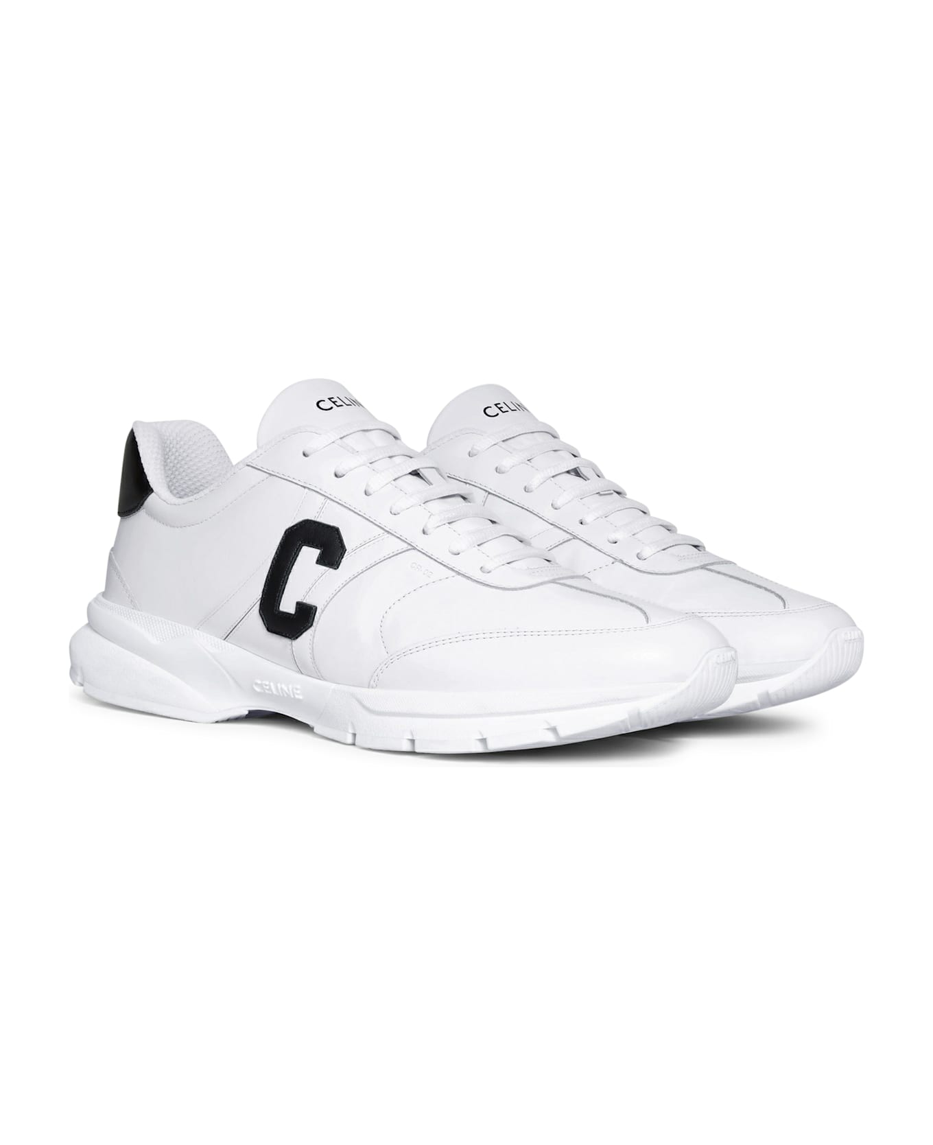 Celine Runner Cr-02 Low Lace-up Sneaker In Calfskin - White