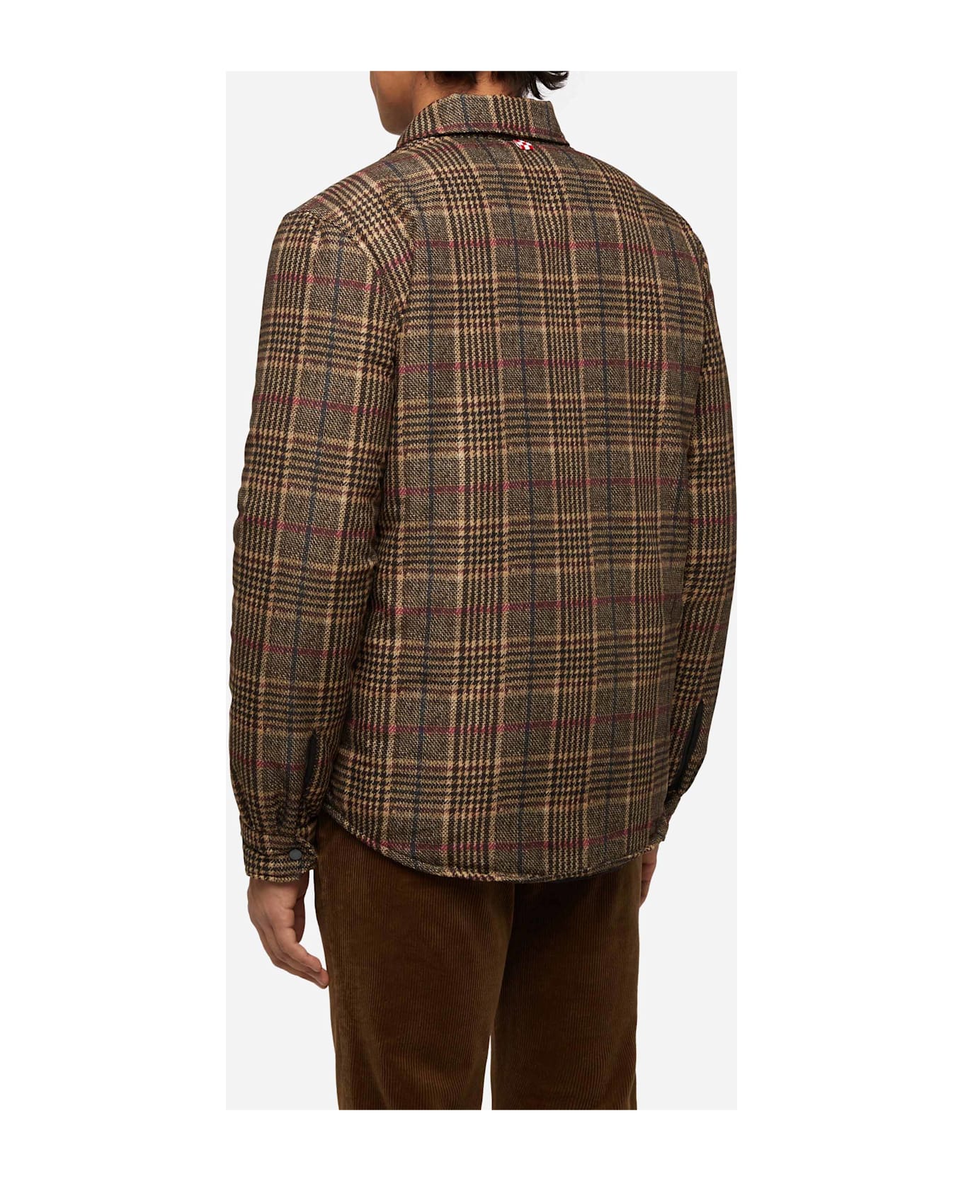MC2 Saint Barth Technic Fabric Overshirt Chalet With Prince Of Wales Print - BROWN