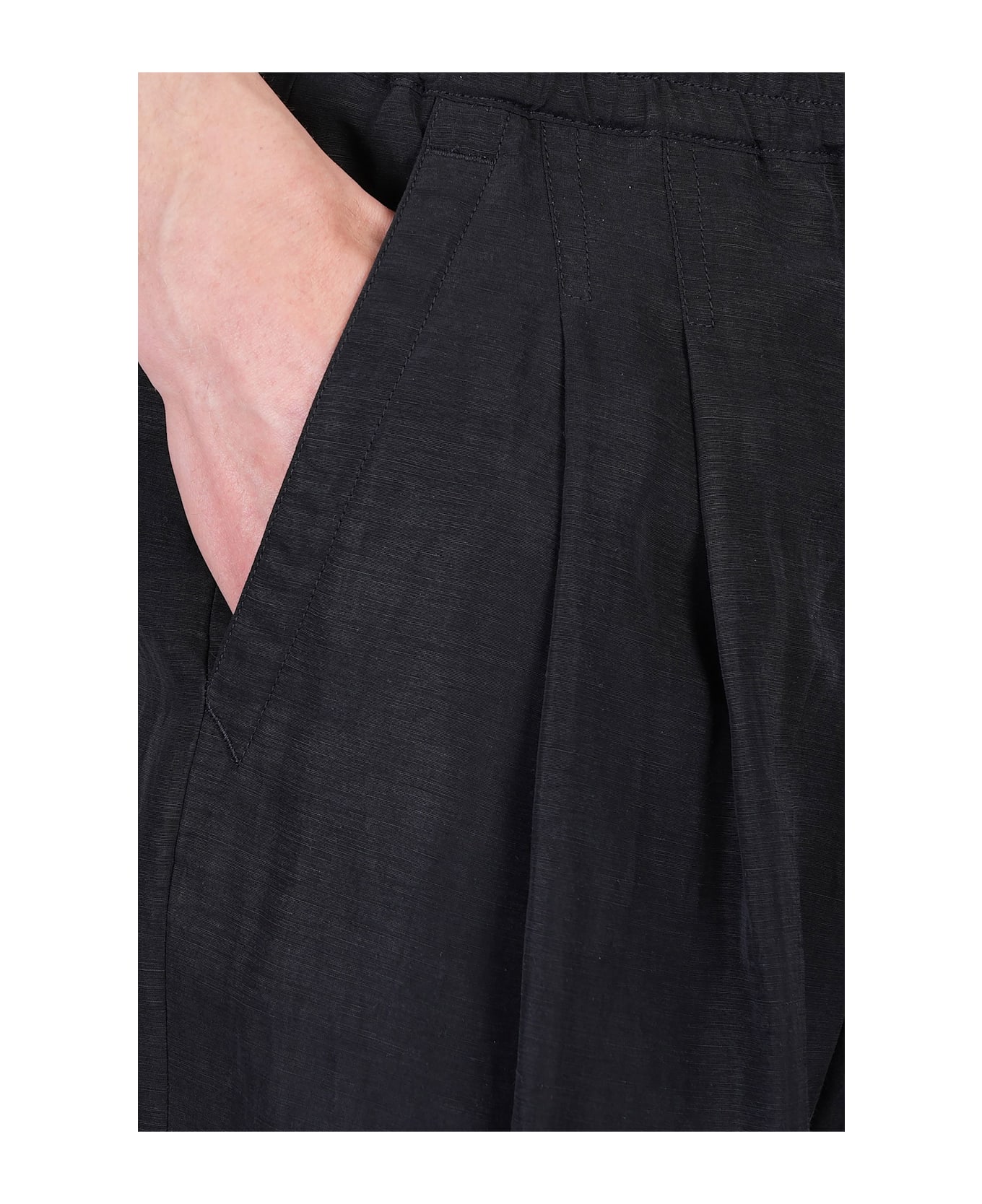 Giorgio Armani Pants In Black Linen - black