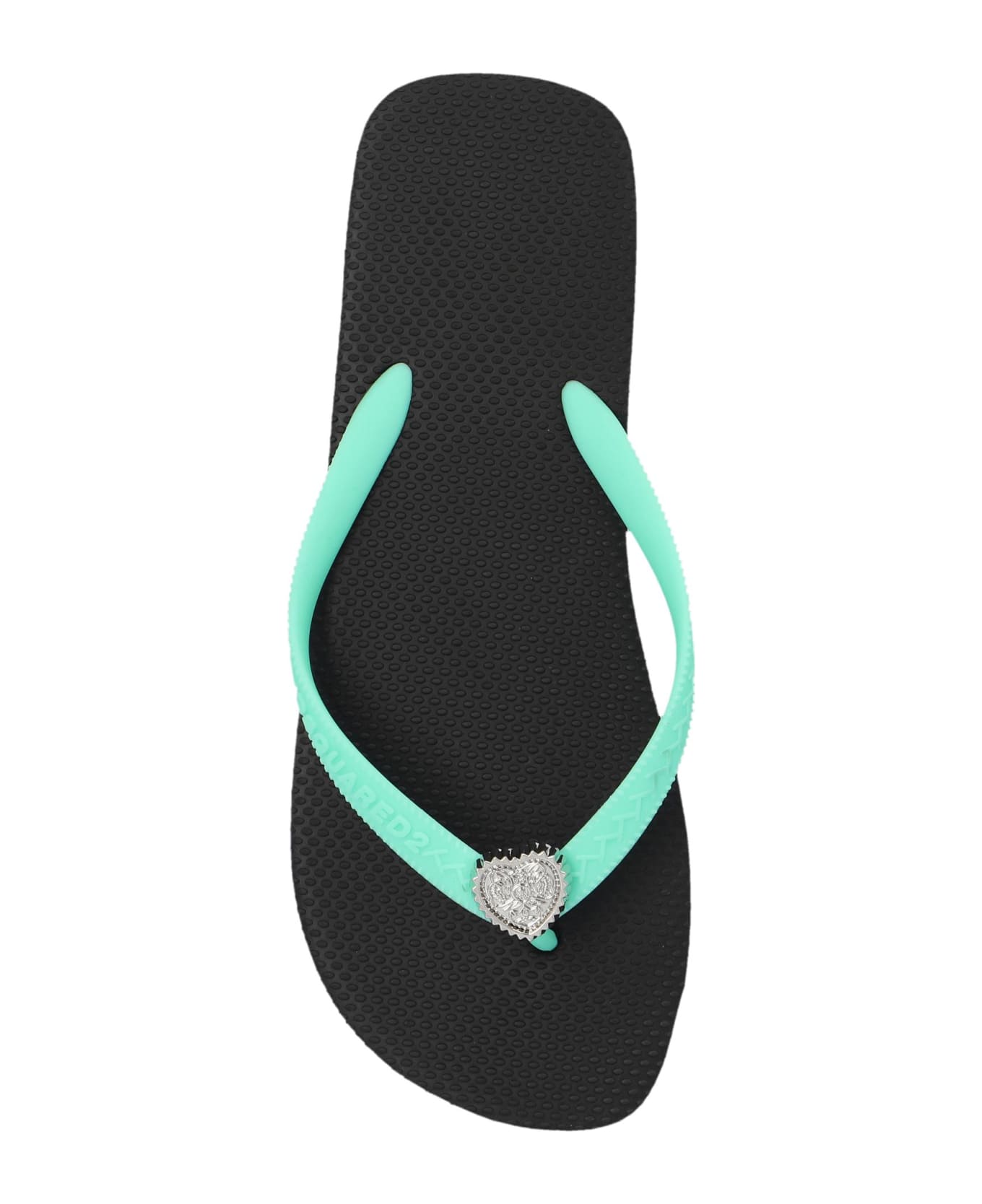 Dsquared2 Flip-flops With Logo - Nero+Verde Acqua