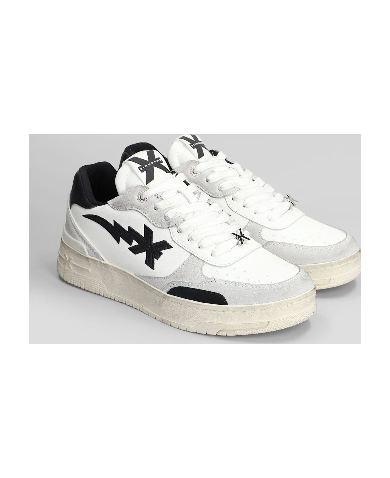 John Richmond Sneakers In White Suede And Leather - white