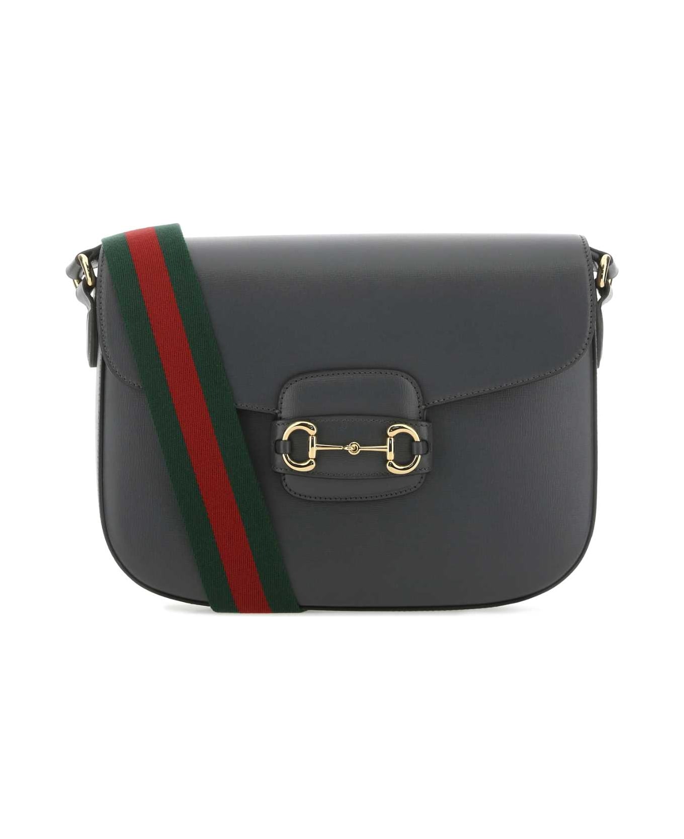Gucci Dark Grey Leather 1955 Horsebit Shoulder Bag - 1142