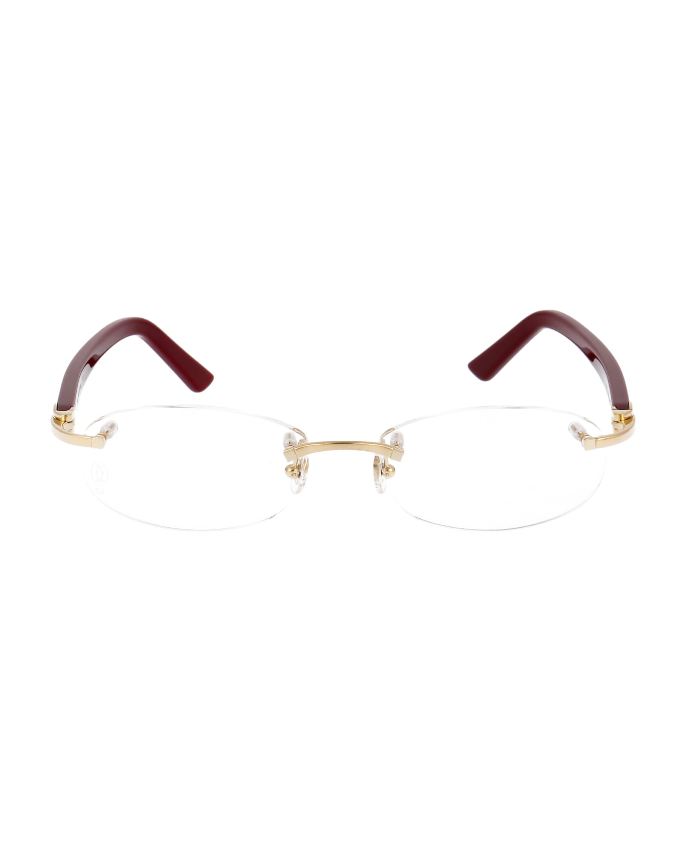 Cartier Eyewear Ct0056o Glasses - 003 GOLD BURGUNDY TRANSPARENT アイウェア