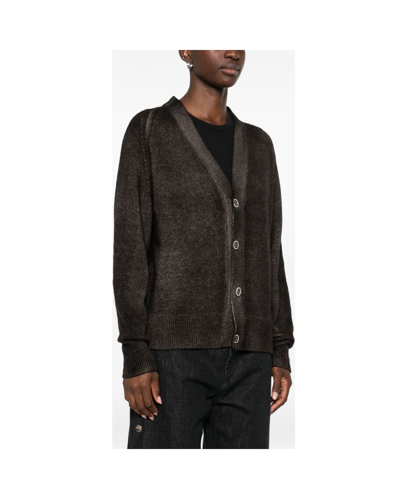 Avant Toi Wool And Cashmere V-necked Cardigan - Brown