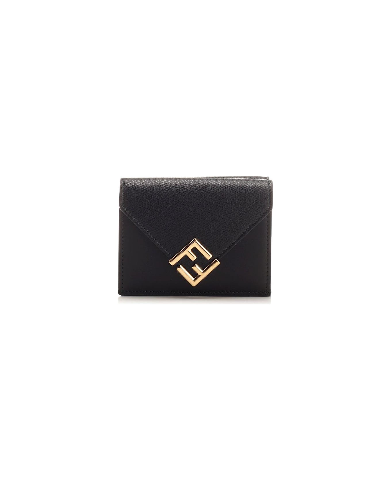 Fendi Ff Plaque Padlock Wallet - Black