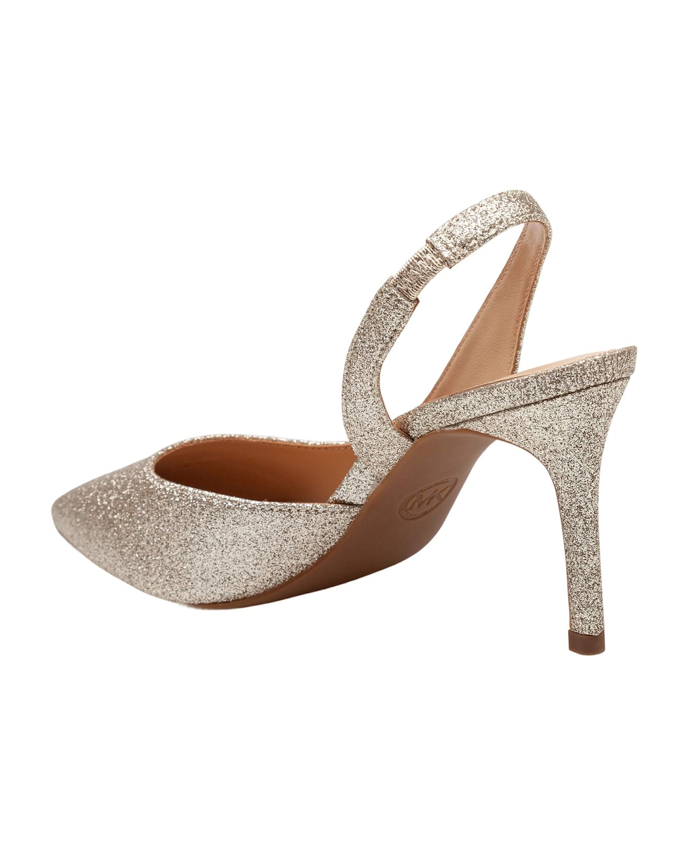 Michael Kors Alina Flex Glitter Mesh Slingbacks In Gold - Pale Gold