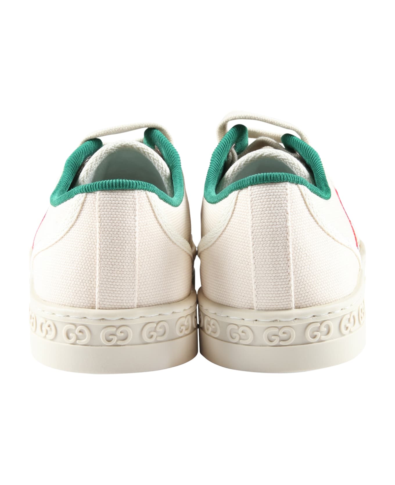 Gucci Ivory Sneakers For Kids Gucci Tennis 1977 - White