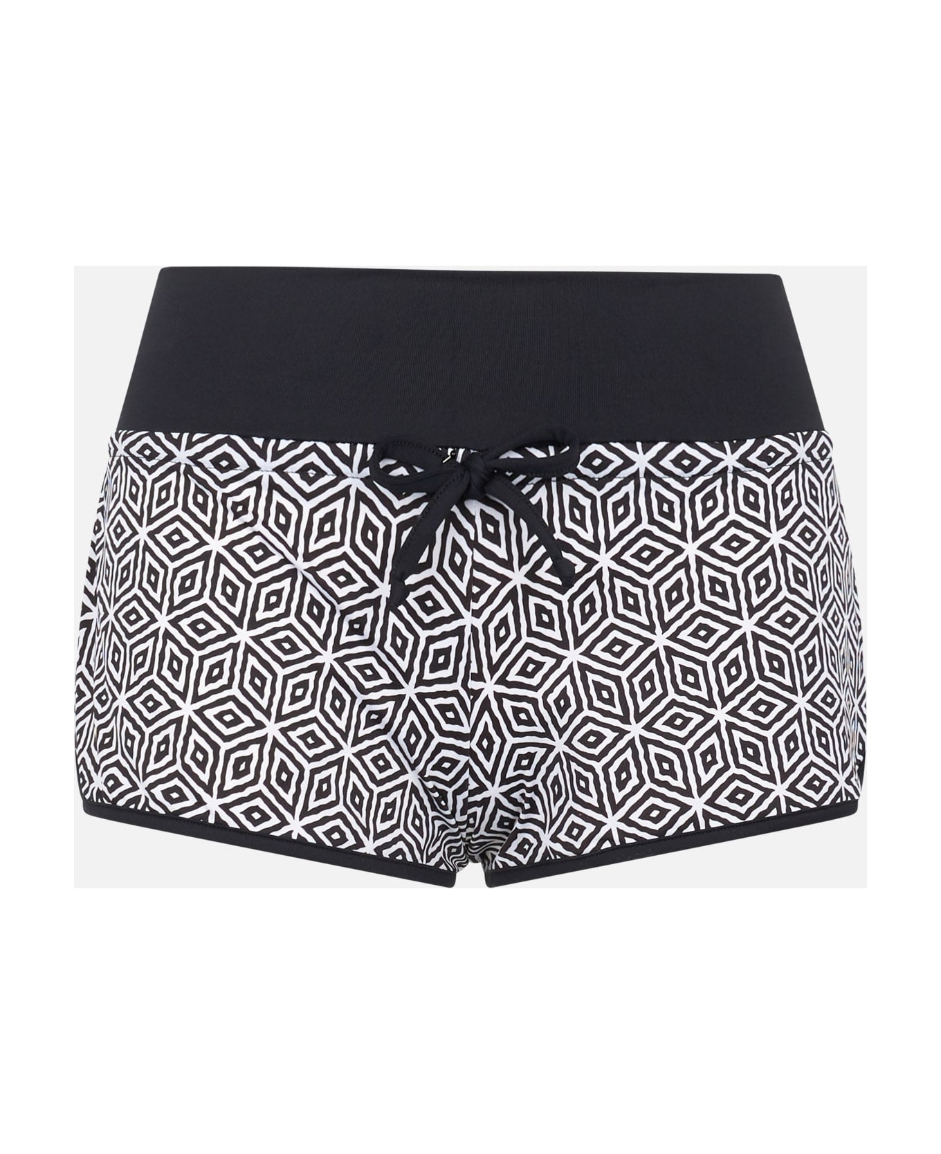 MC2 Saint Barth Woman Beach Shorts With Geometric Print - BLACK