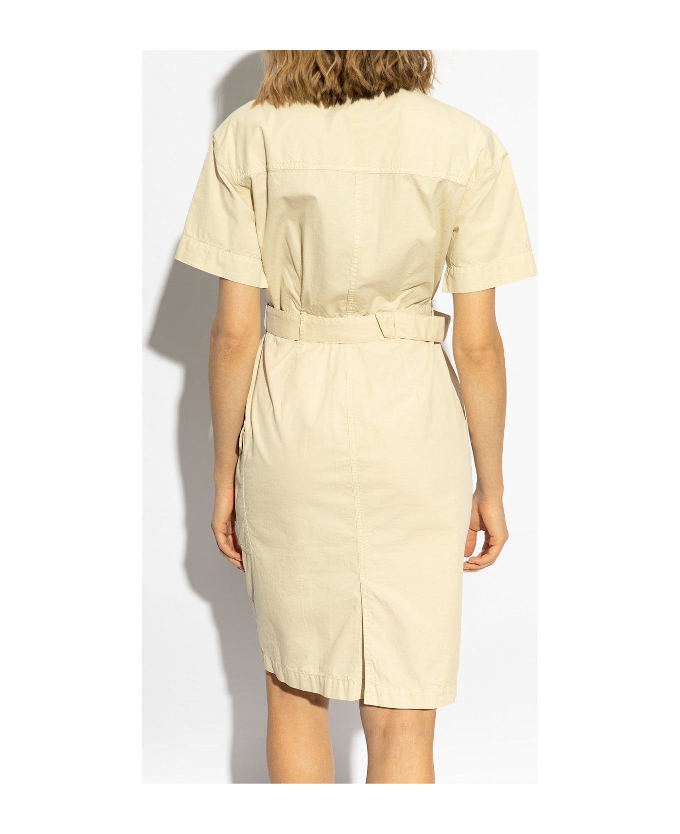 Woolrich Button Detailed Belted Dress - Light Oak
