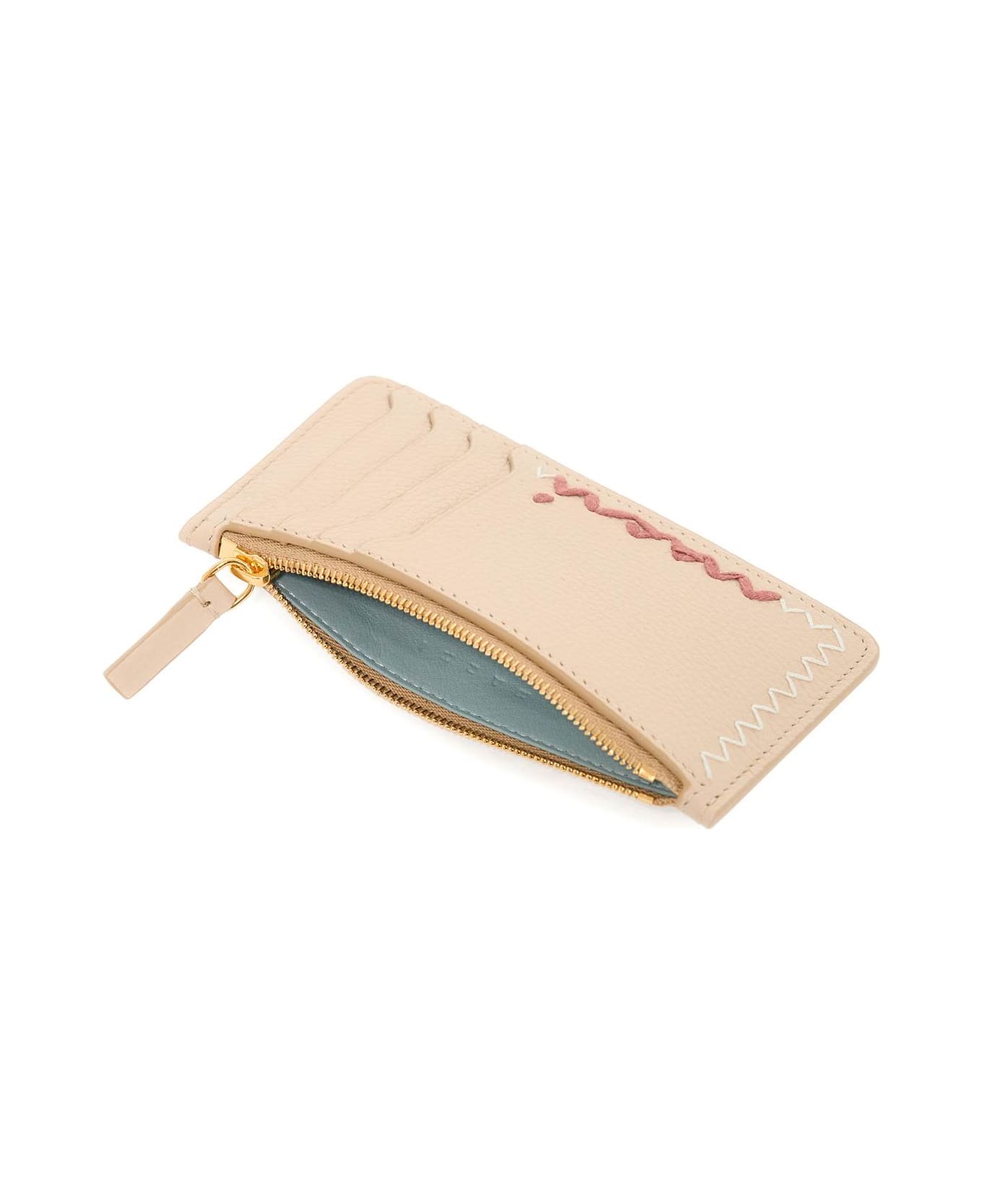 Marni Embroidered Card Holder - SOFT BEIGE (Beige)