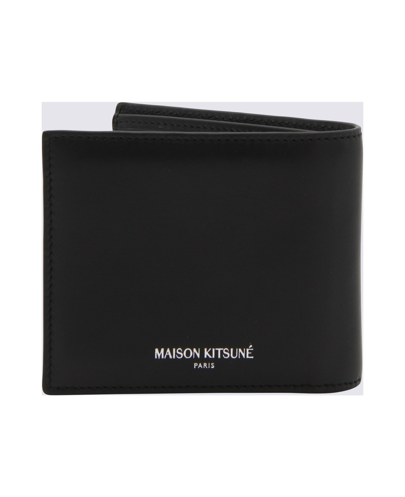 Maison Kitsuné Black Leather Wallet - Black 財布
