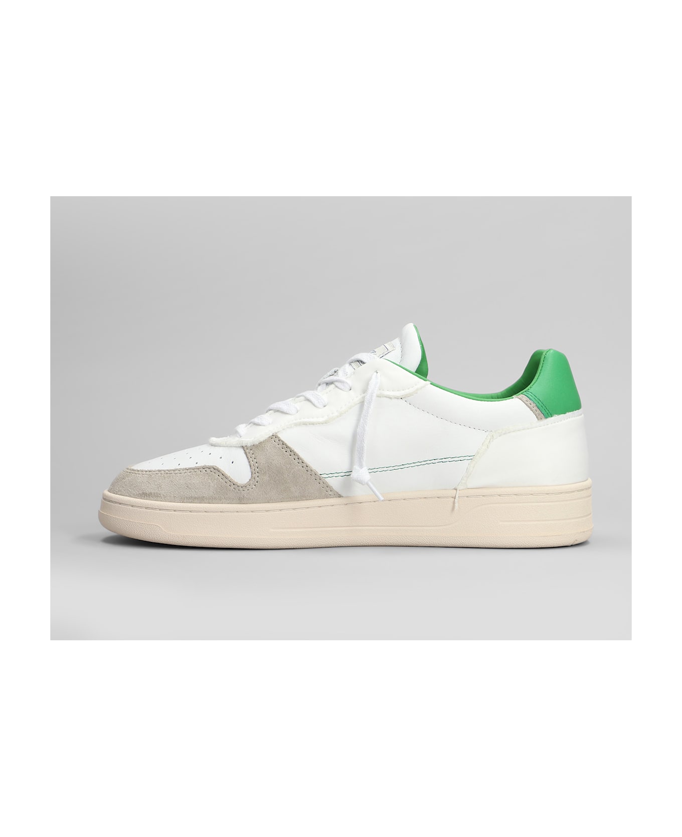 D.A.T.E. Court 2.0 Vintage Sneakers In White Suede And Leather - white