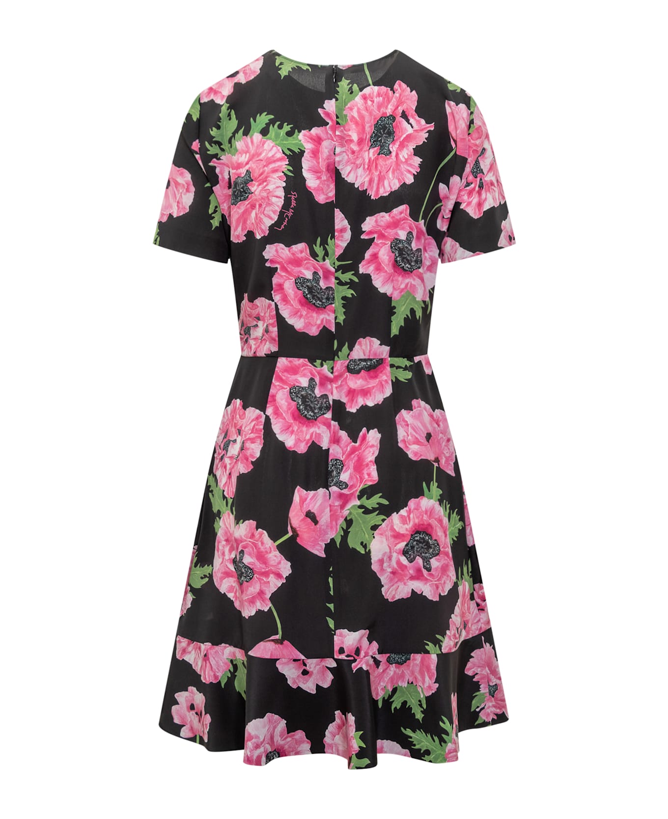 Stella McCartney Flower Printed Short-sleeve Dress - PINK/BLACK