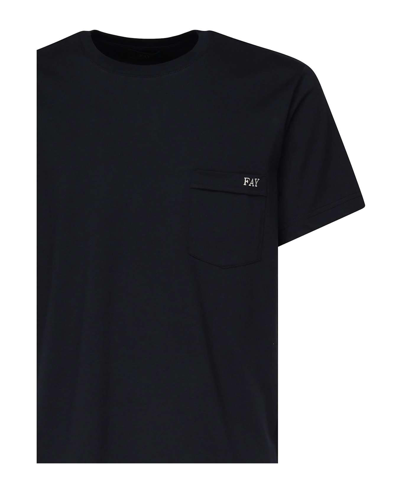 Fay Cotton T-shirt With Pocket - Blue