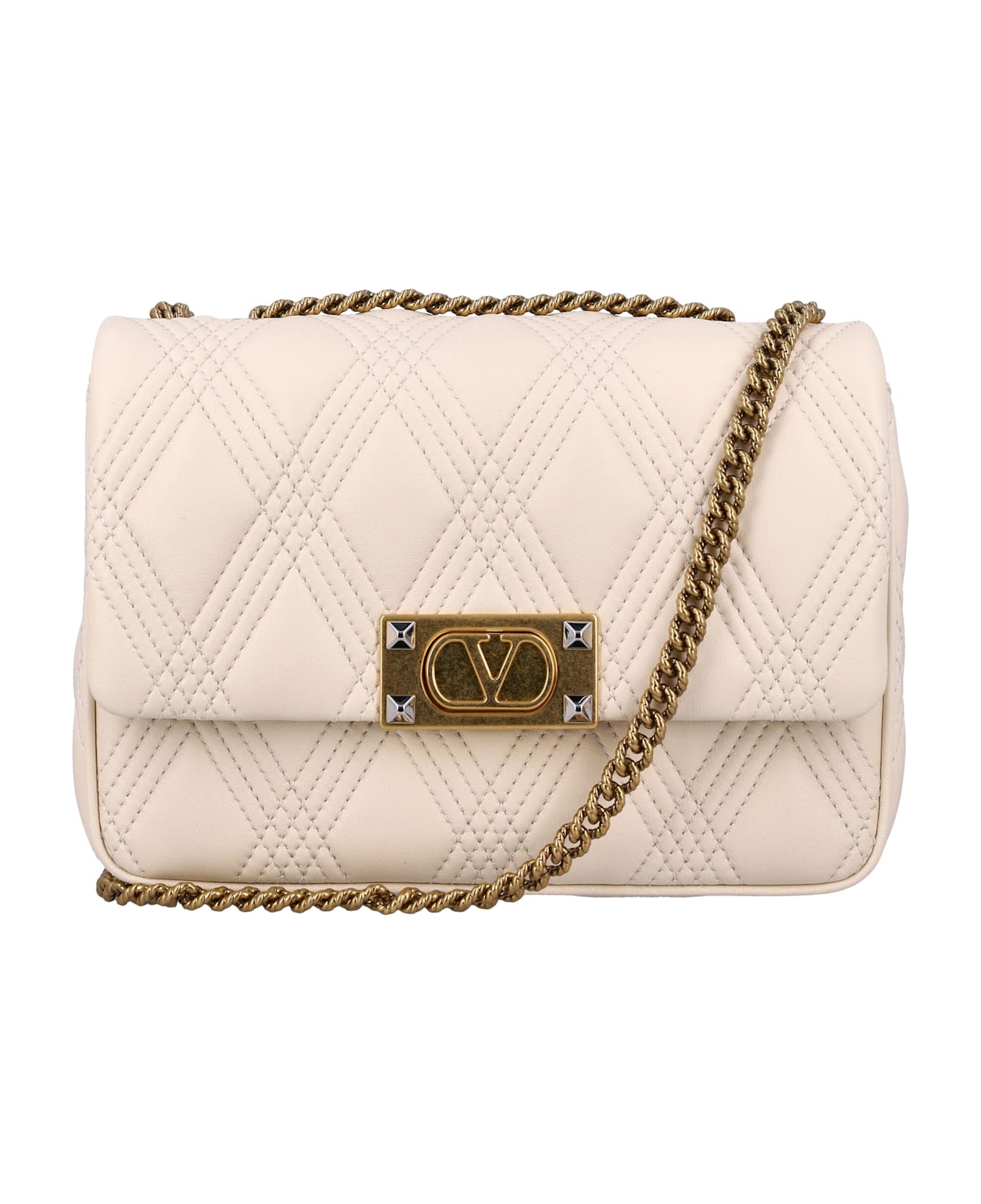 Valentino Garavani Quiltie 67 Medium Shoulder Bag - BUTTERWHITE