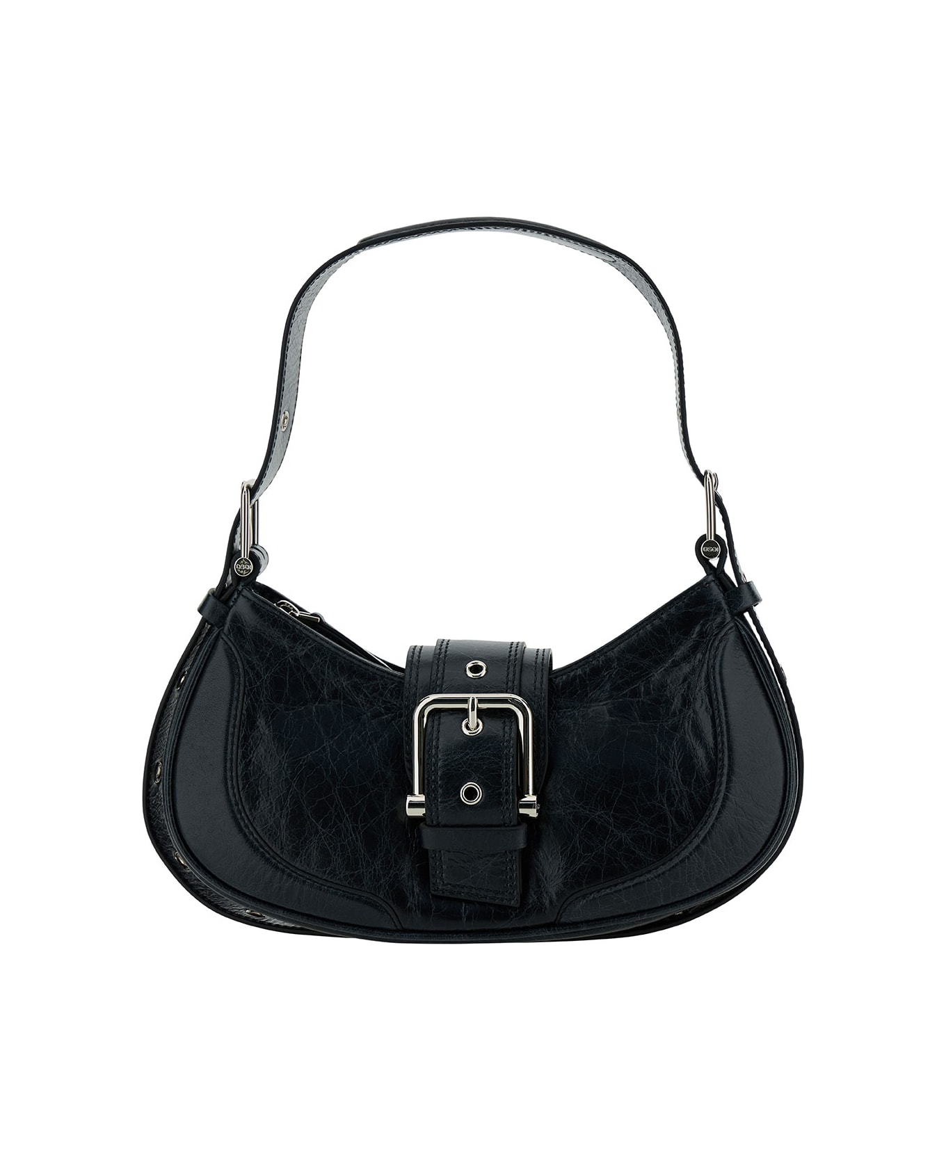 OSOI 'small Brocle' Black Shoulder Bag In Hammered Leather Woman - Black トートバッグ
