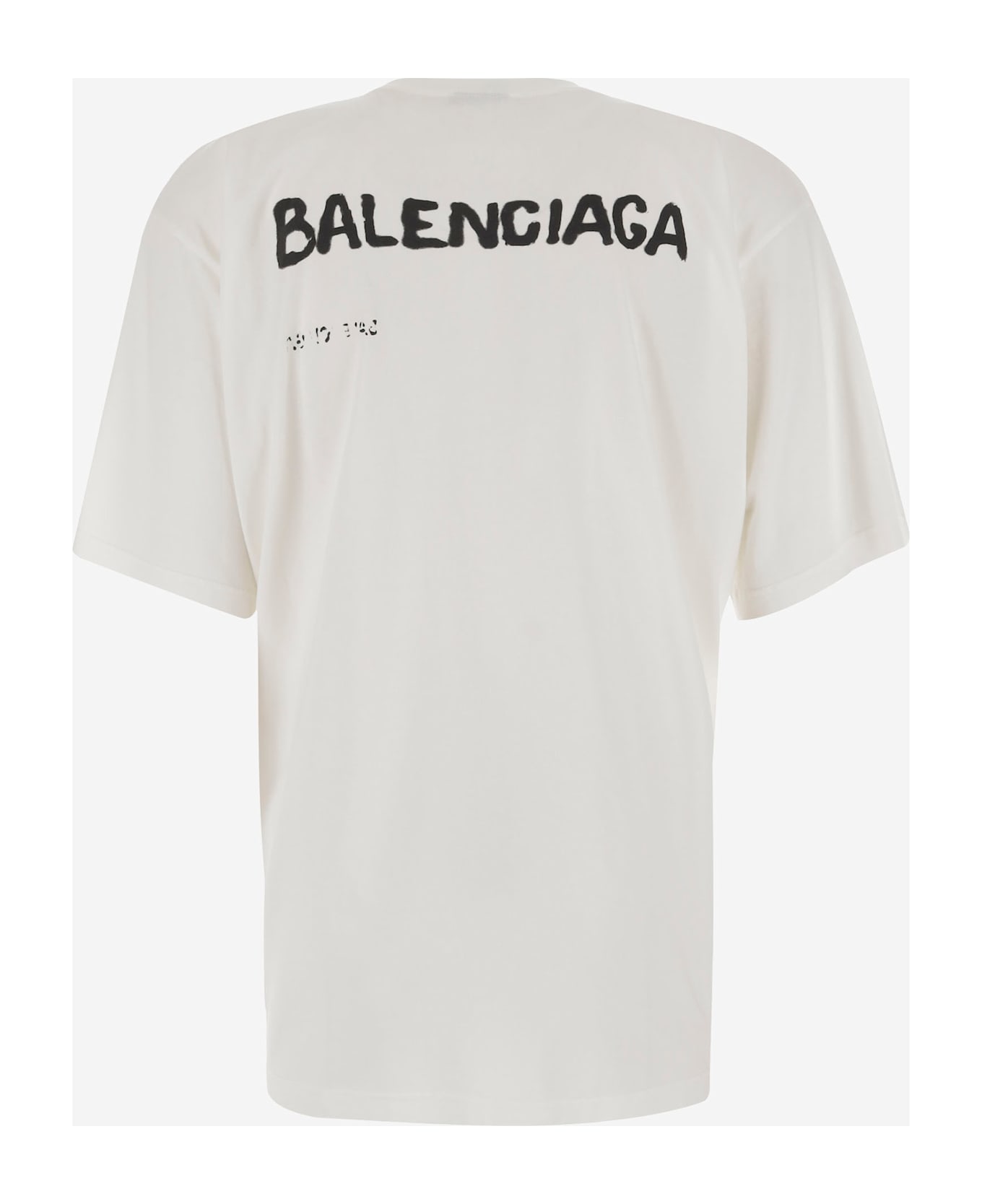 Balenciaga Cotton T-shirt With Logo - White シャツ