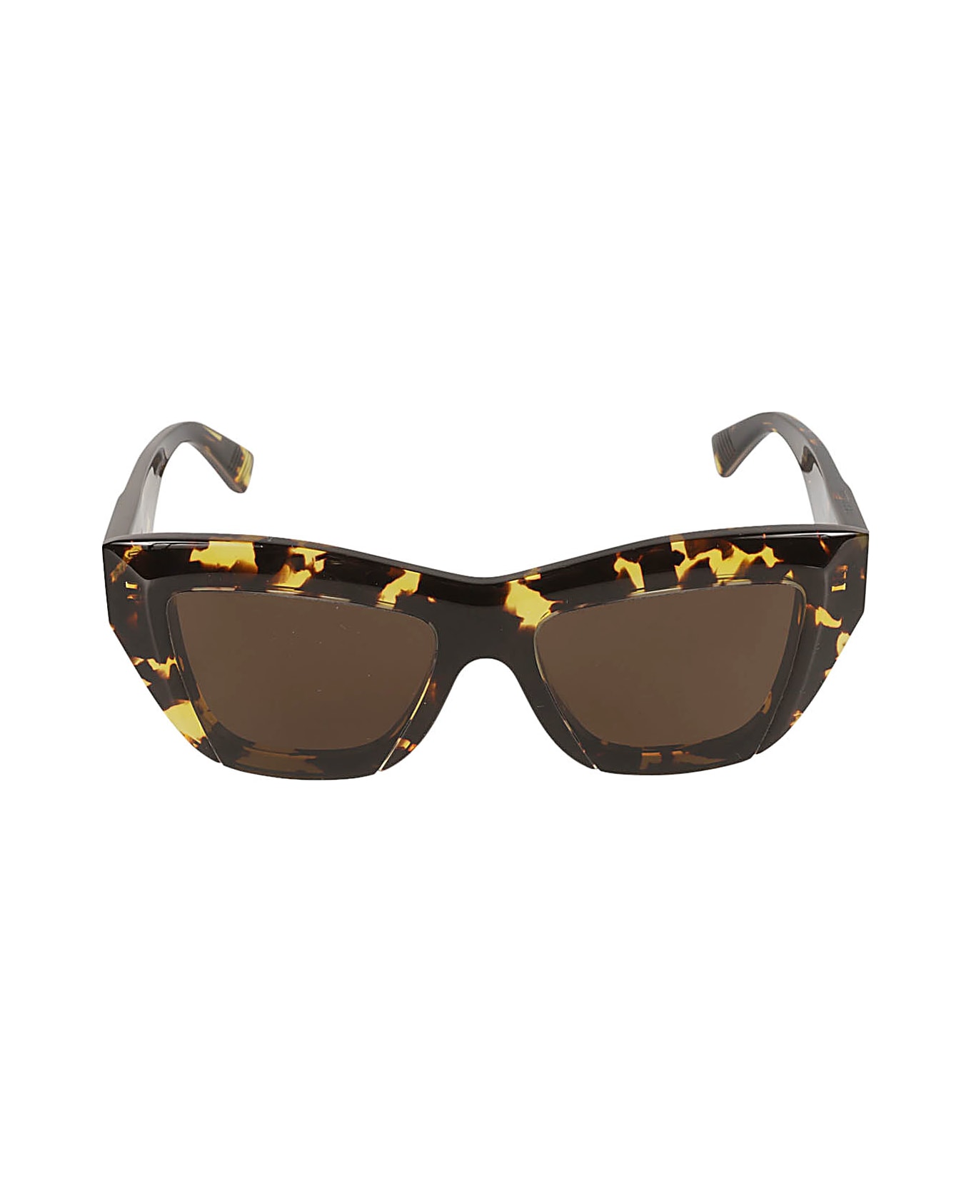 Bottega Veneta Eyewear Square Frame Flame Effect Stripe Sunglasses - Havana/Brown