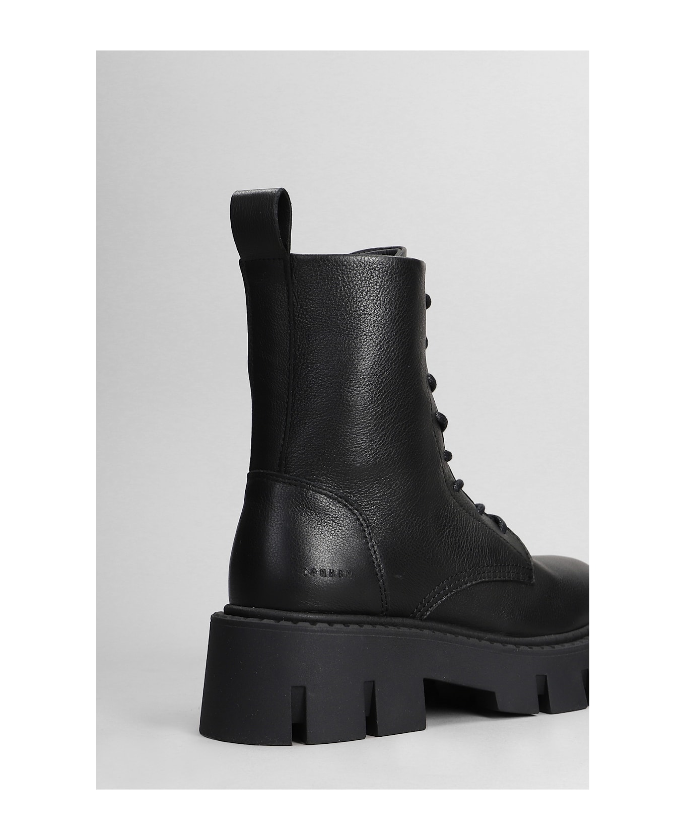 Copenhagen Cph 130 Combat Boots In Black Leather - black