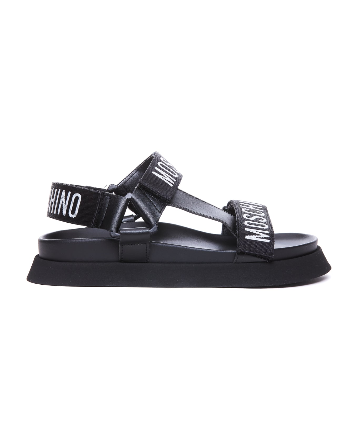 Moschino Platform Sandals Logo Tape - Black