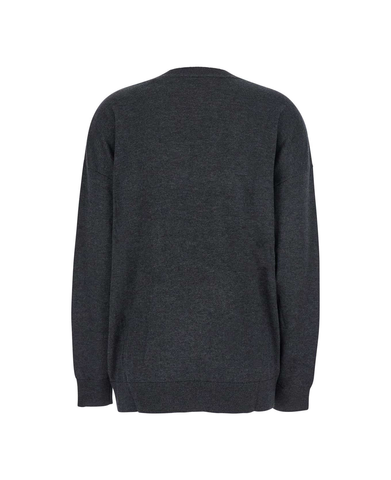 Isabel Marant Grey V-neck Sweater With Ring Detail At The Waist In Fabric Woman - An Anthracite