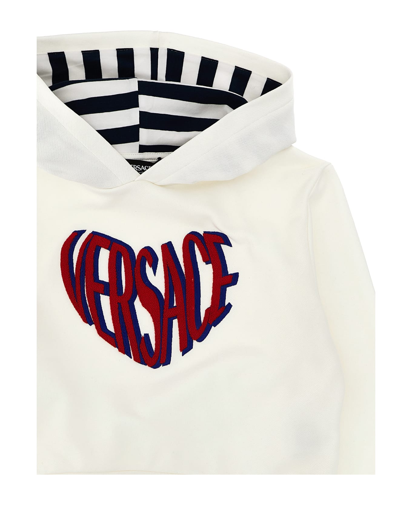 Versace Logo Embroidery Hoodie - White
