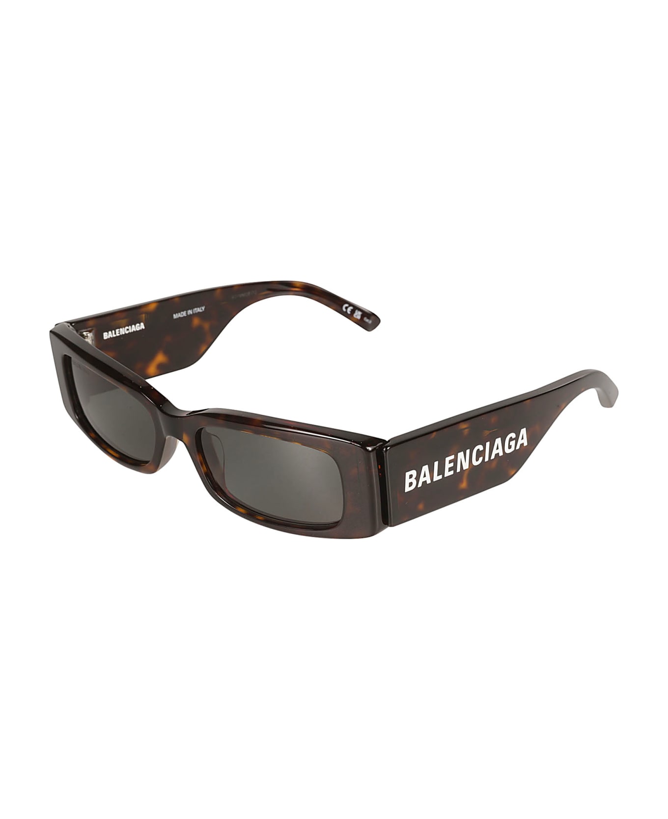 Balenciaga Eyewear Flame Effect Rectangular Sunglasses - Havana/Green