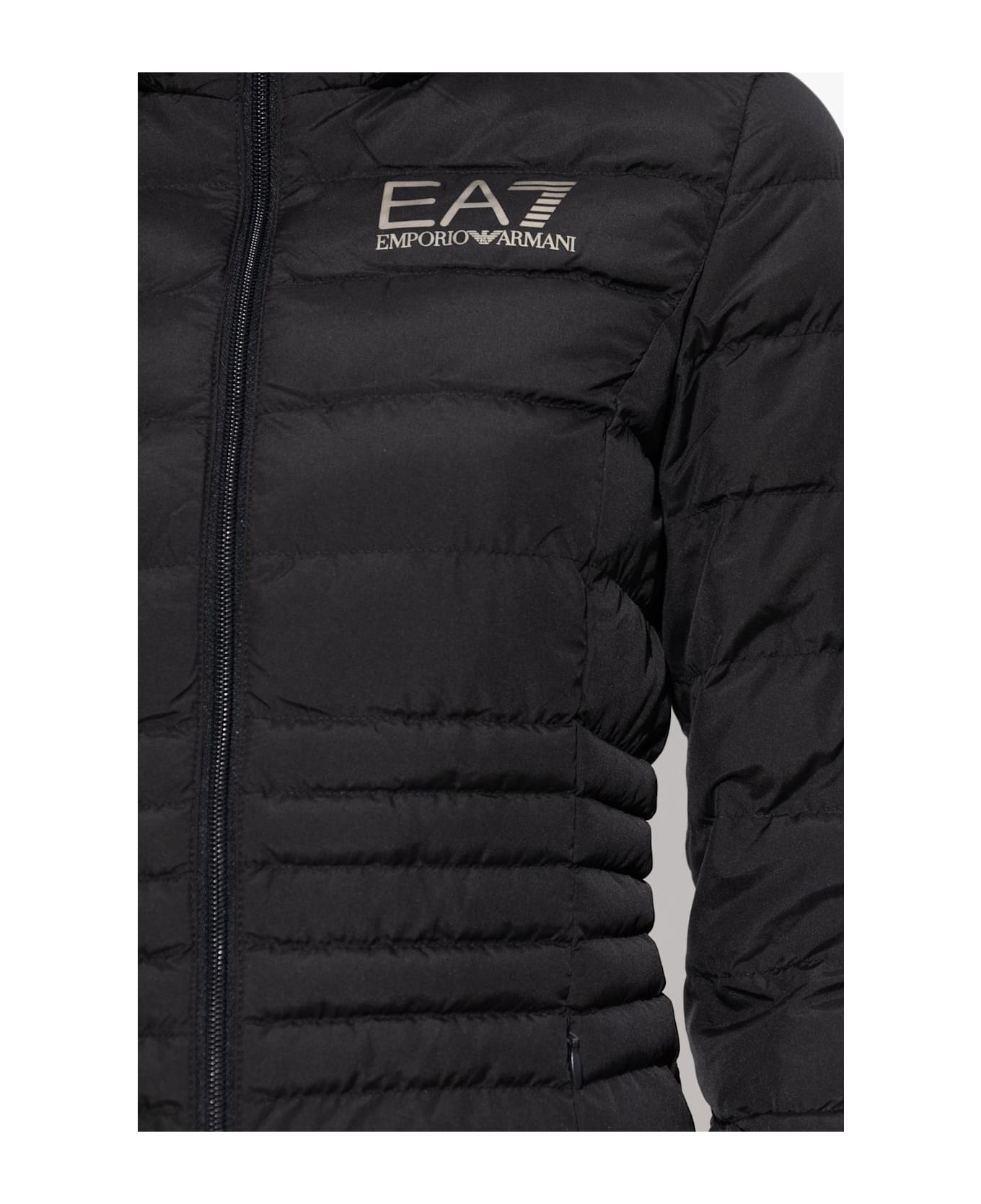 EA7 Emporio Armani Quilted Jacket With Logo - Black