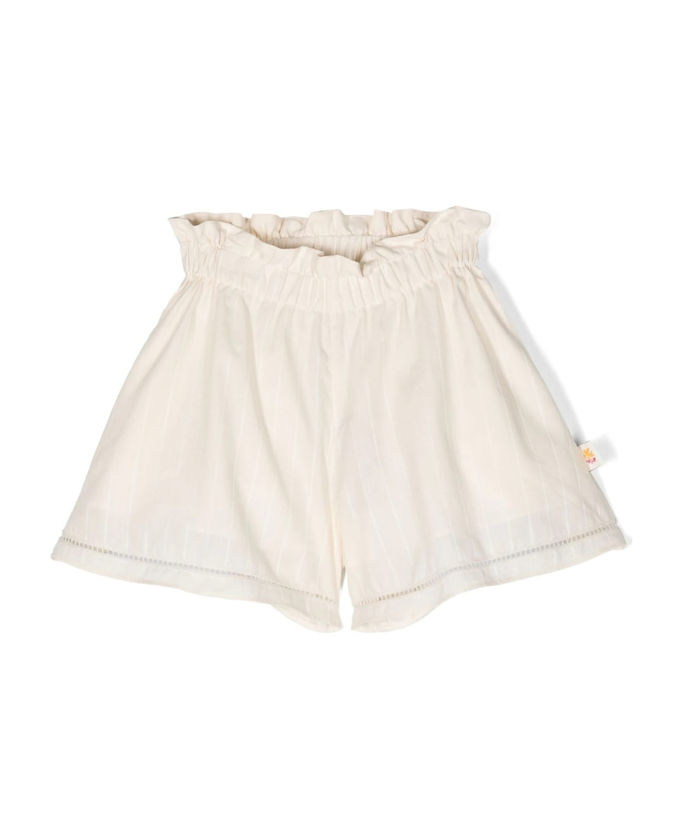 Etro Beige Pinstripe Shorts With Curled Waist - Brown ボトムス