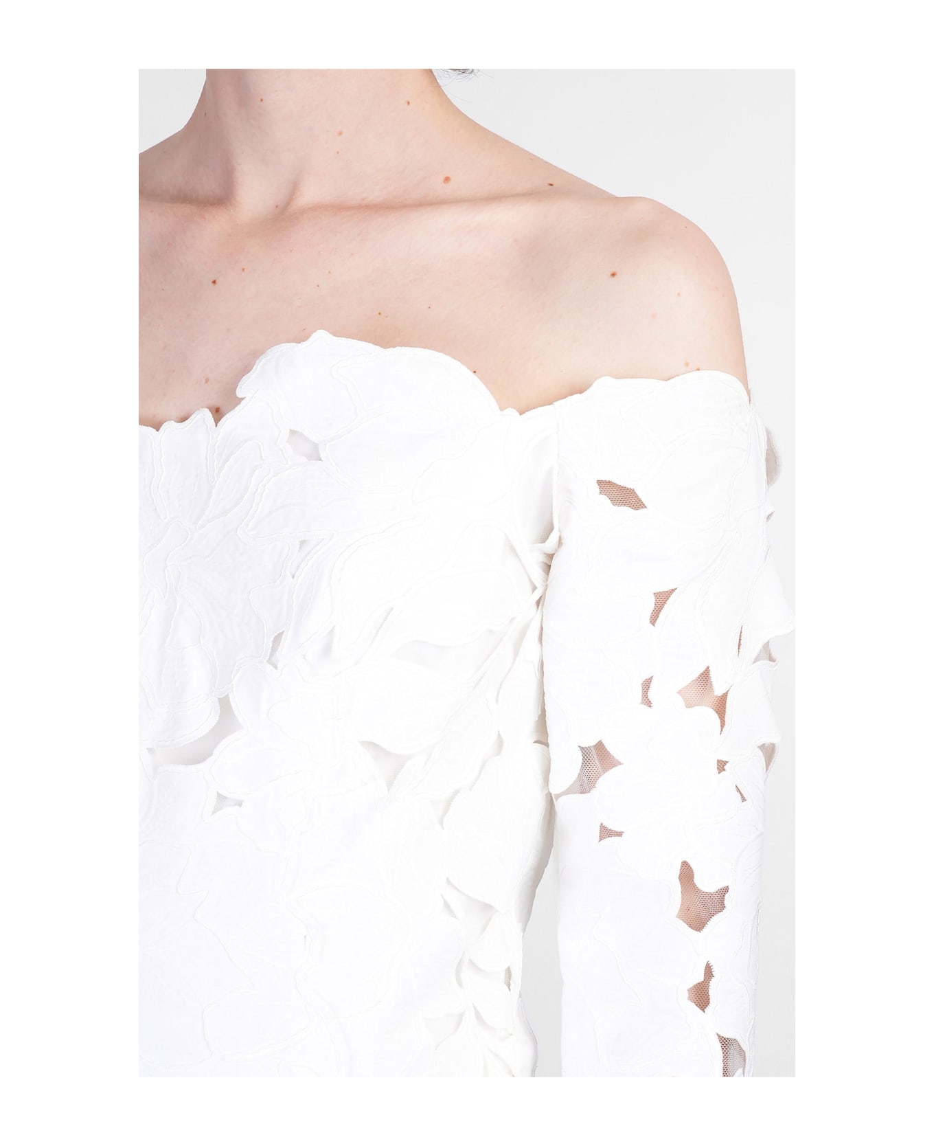 Costarellos Kasia Long Dress In White Polyester - white