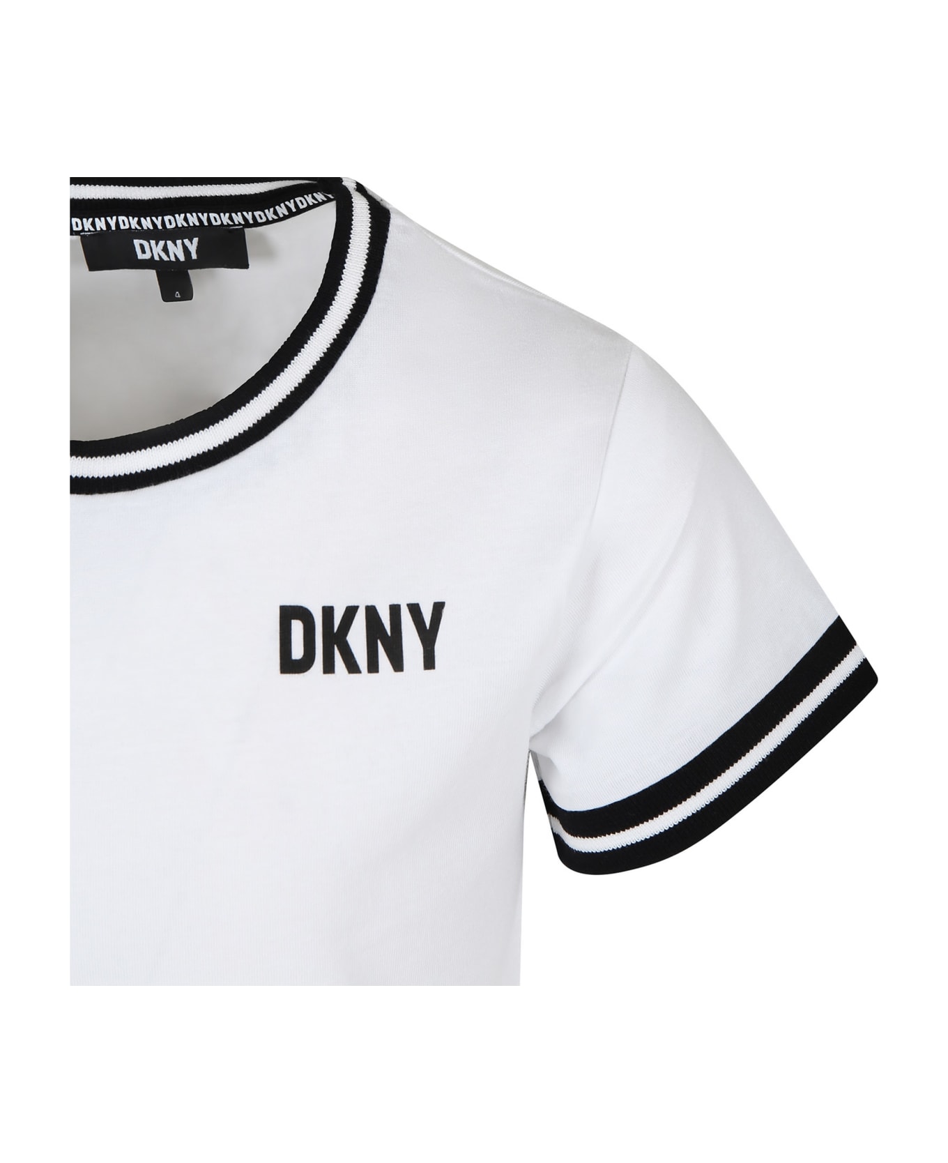 DKNY White T-shirt For Girl With Logo - White