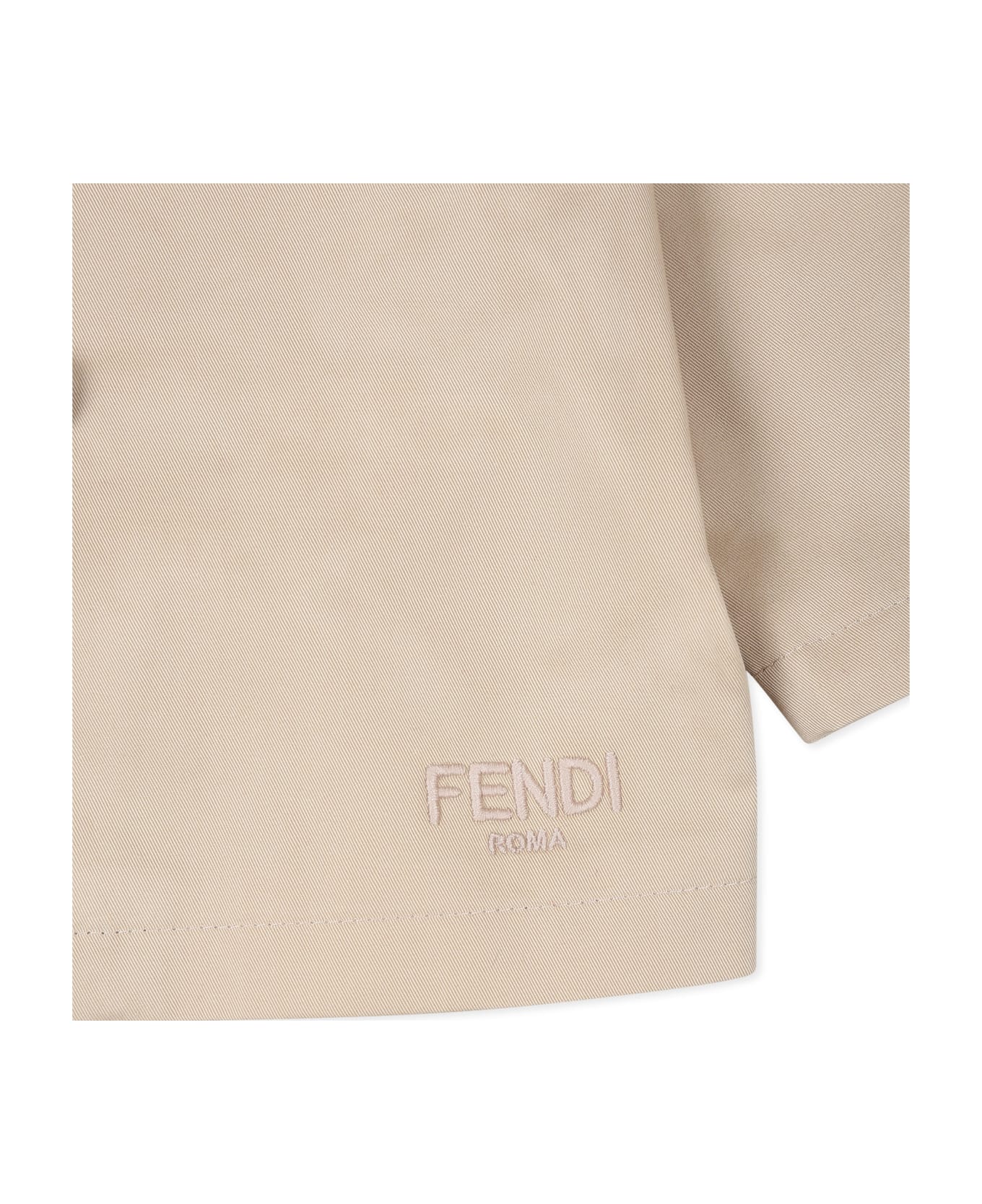 Fendi Beige Trench Coat For Babykids With Teddy Bear - Beige