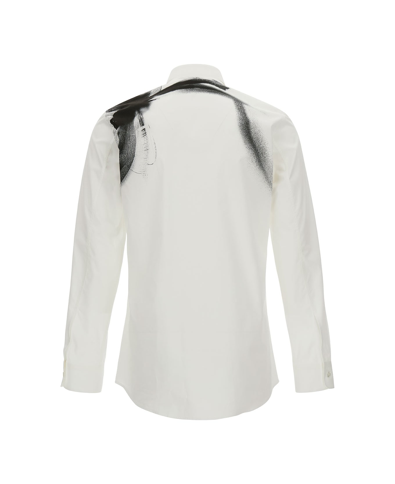 Alexander McQueen White Shirt With Contrasting Print In Cotton Man - White/black