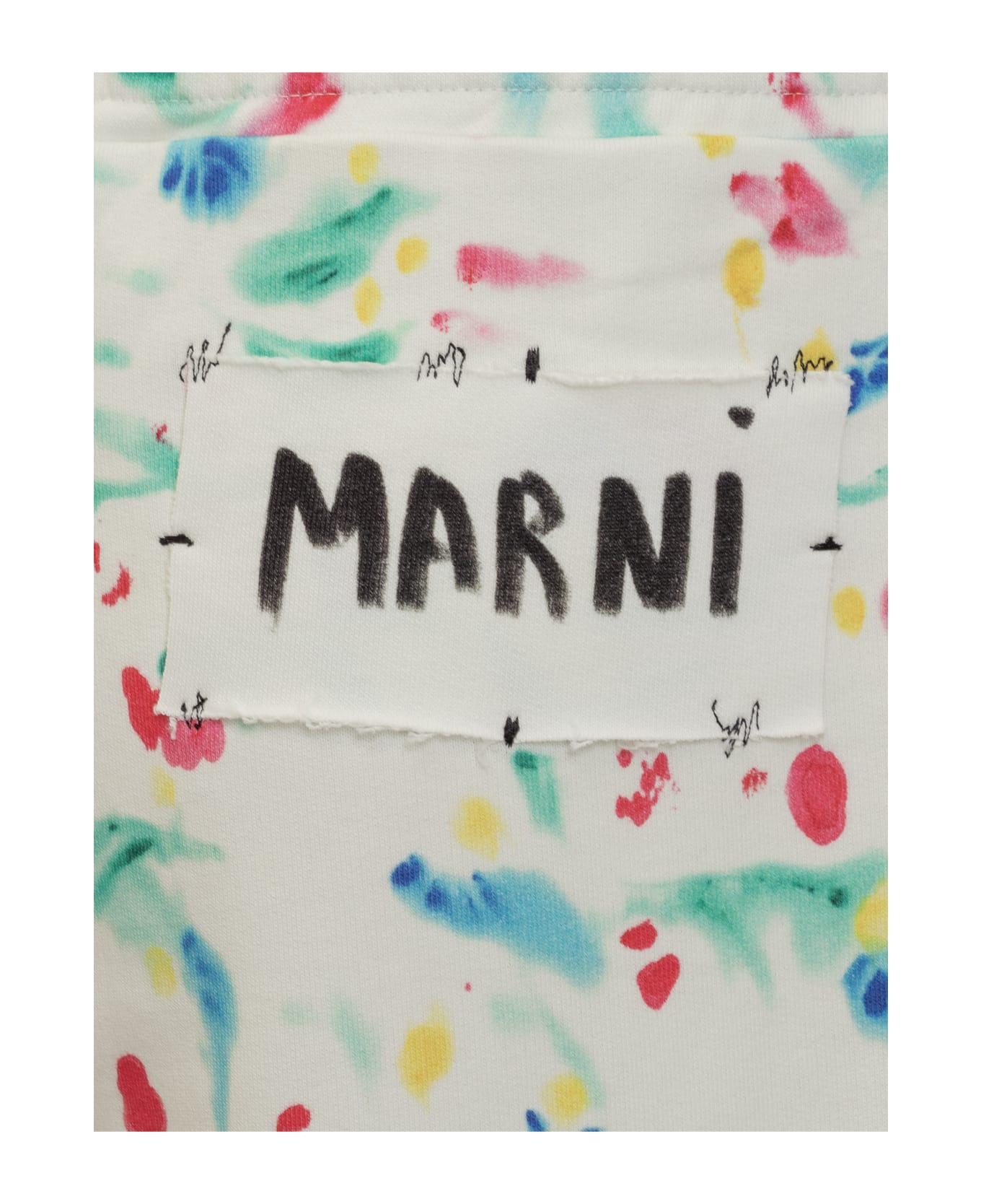 Marni Logo Patch Motif Printed Pants - NATURAL WHITE