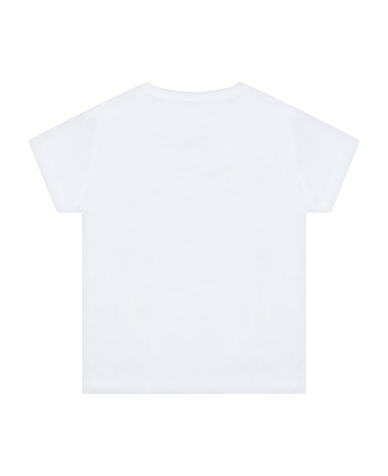 Kenzo Kids White T-shirt For Baby Girl With Iconic Roaring Tiger And Logo - Bianco