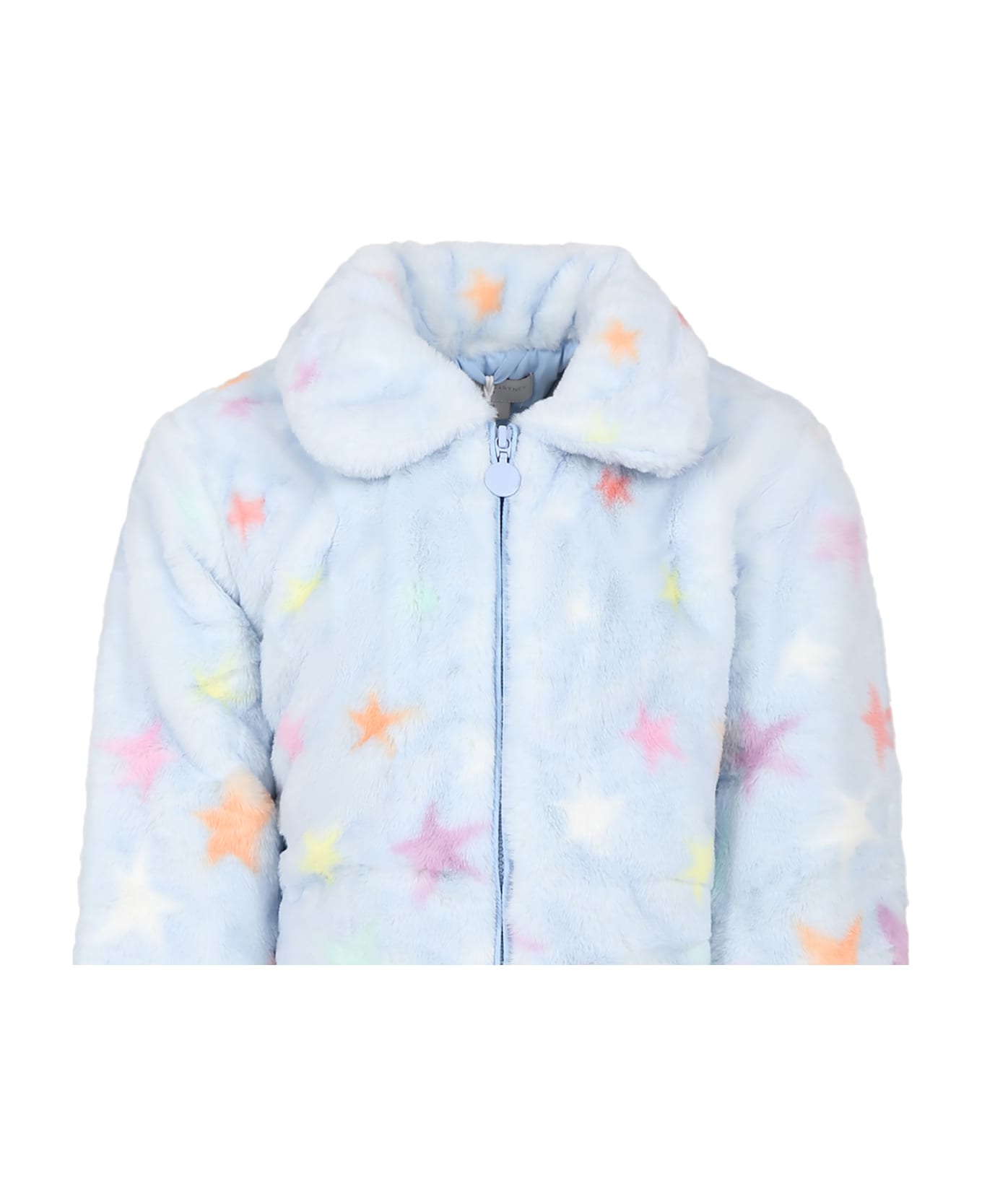 Stella McCartney Kids Light Blue Coat For Girl With Stars - Light Blue
