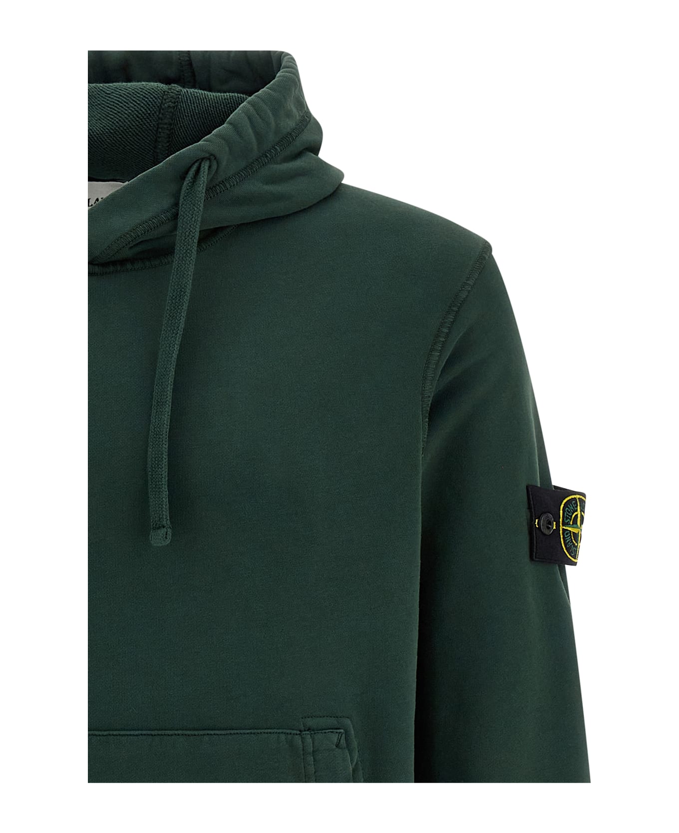 Stone Island Logo Badge Hoodie - Green