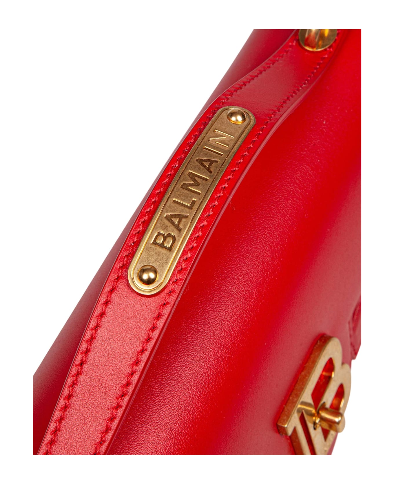 Balmain B-buzz Red Leather Handbag - Rouge