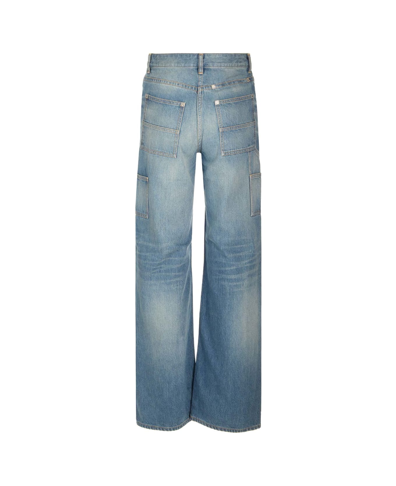 Givenchy Wide Jeans With Appliqu\u00e9s - Deep Blue デニム