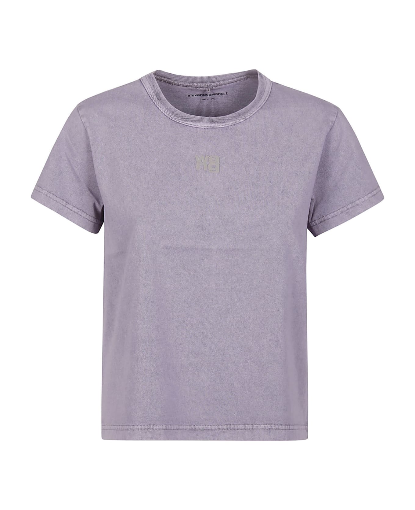 T by Alexander Wang Puff Logo Bound Neck Essential Shrunk T-shirt - A Acid Pink Lavender