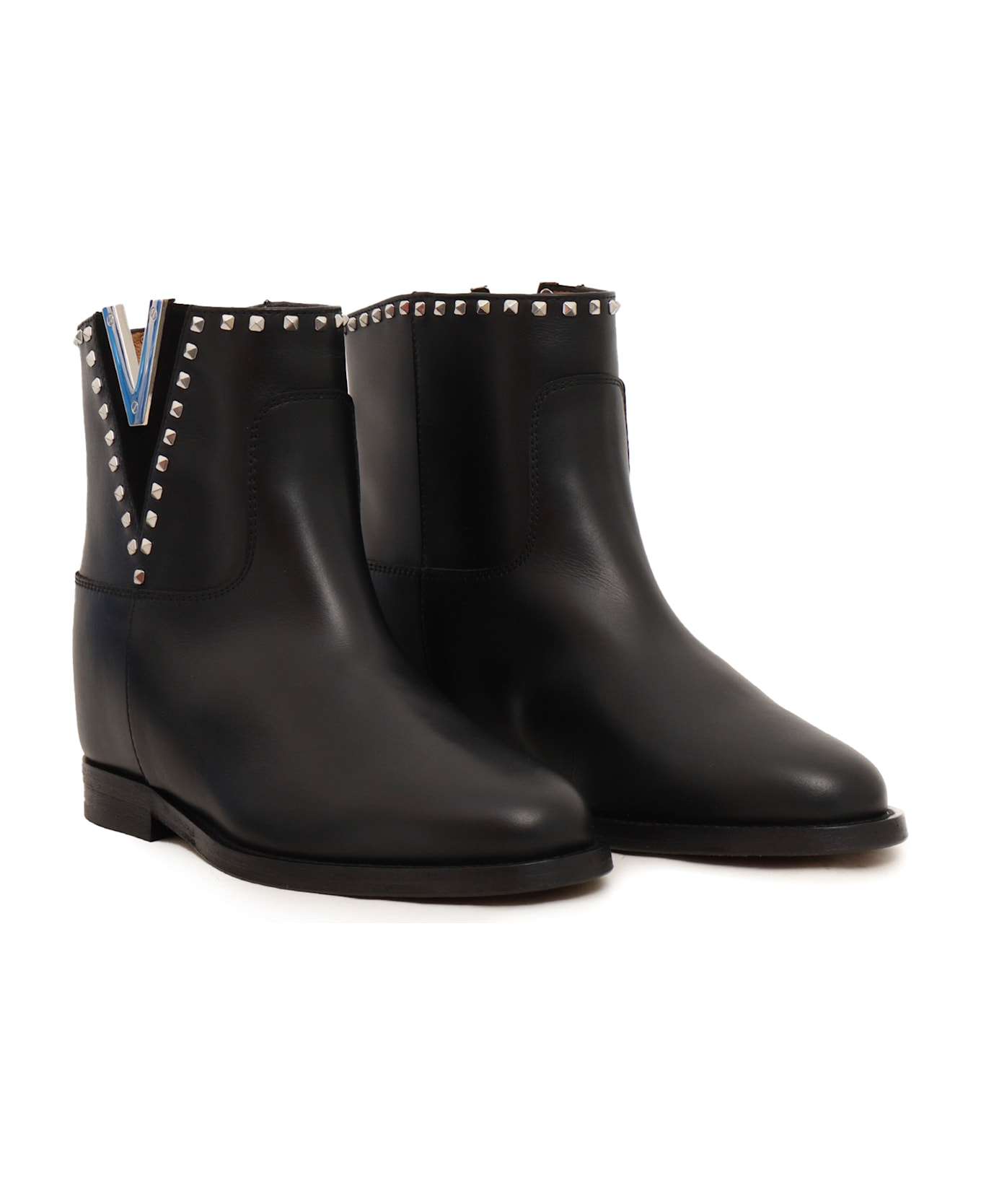 Via Roma 15 Boots With Studs - BLACK