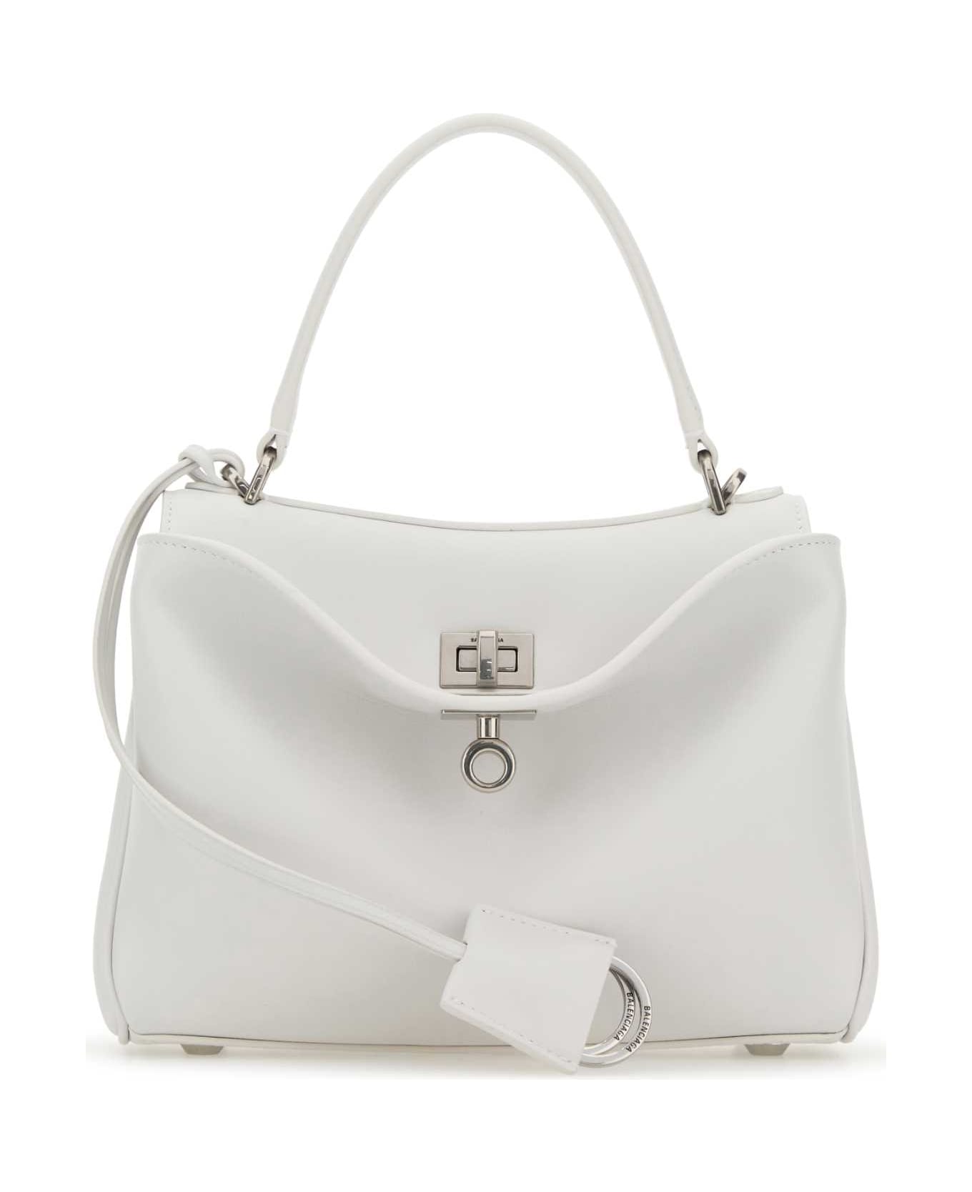 Balenciaga White Leather Mini Rodeo Handbag - OPTIC WHITE