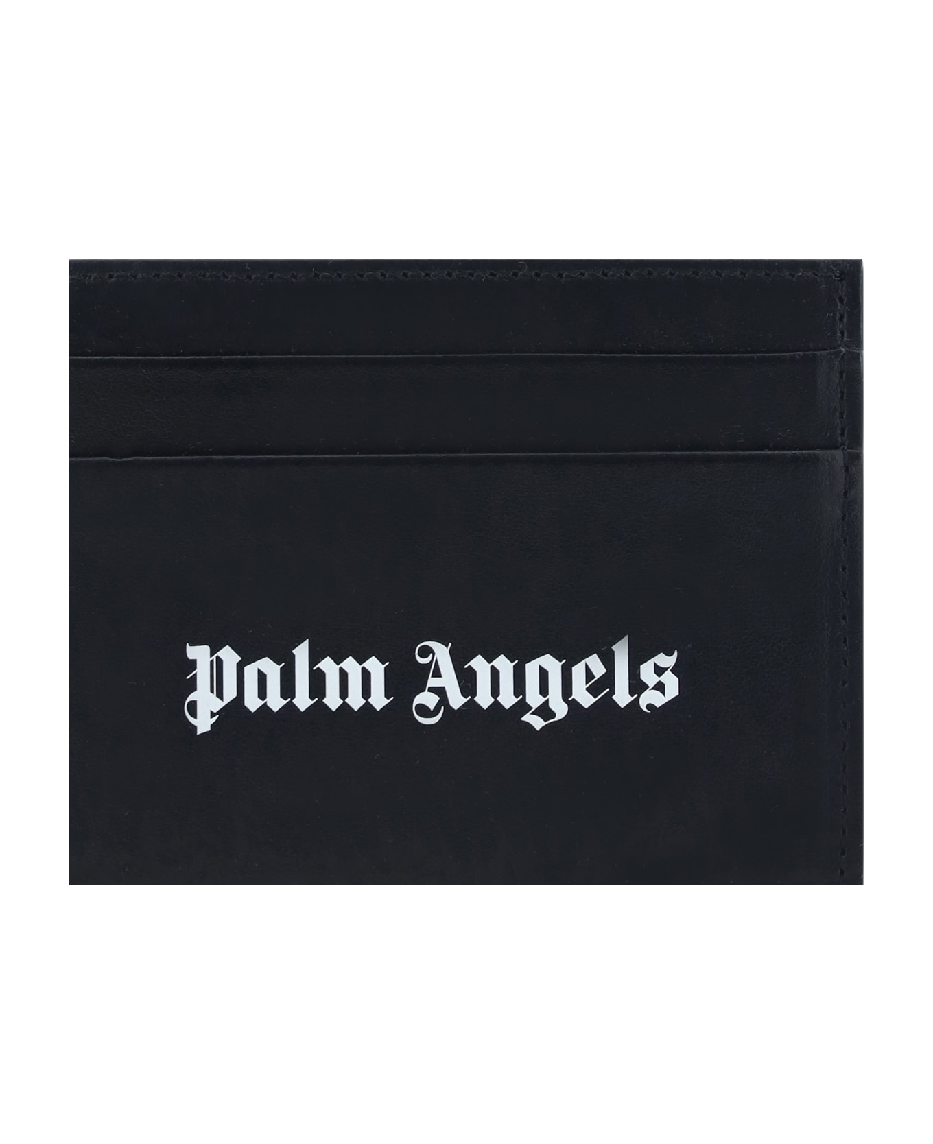 Palm Angels Black Calf Leather Card Holder - Black Opti