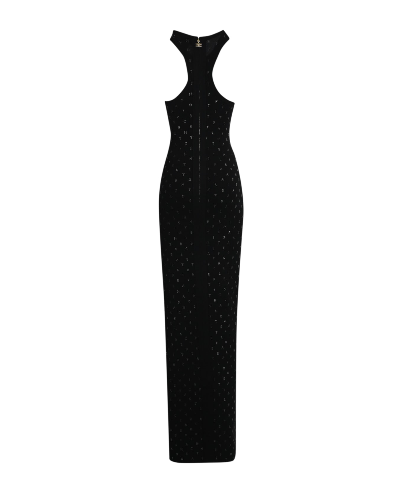 Elisabetta Franchi Viscose Knit Dress With Rhinestone Logo Elisabetta Franchi - Nero