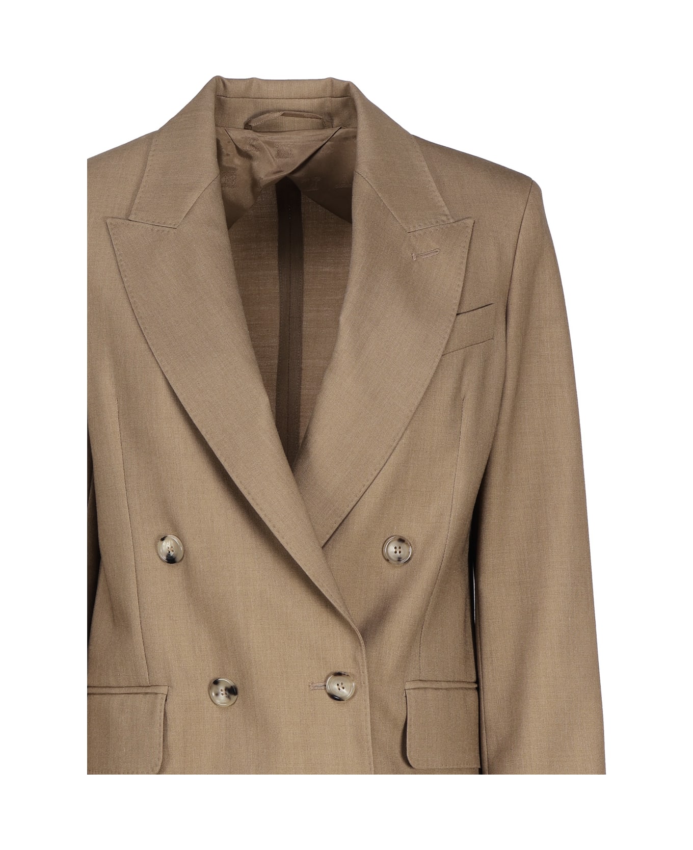 Max Mara Double Breasted Blazer In Wool Blend - Cammello