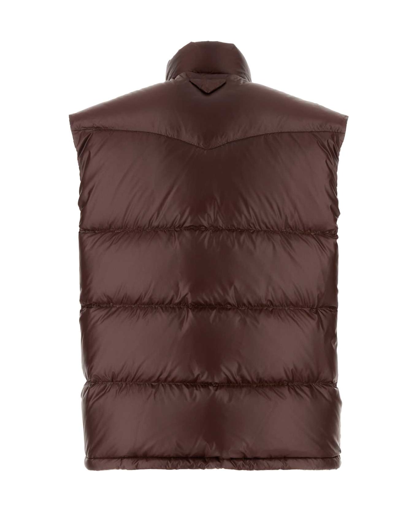 Prada Chocolate Re-nylon Sleeveless Down Jacket - CACAO